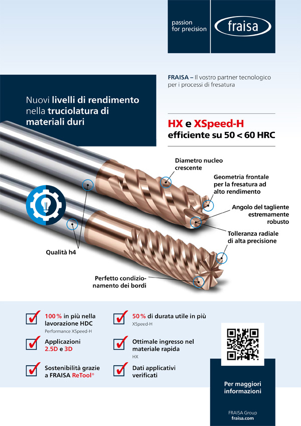 HX e XSpeed-H efficiente su 50 < 60 HRC